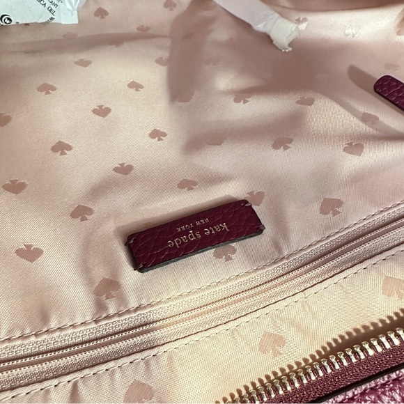 Kate Spade Hayes Top Zip Tote Bag Pebbled Leather in Blackberry - Picture 9 of 10
